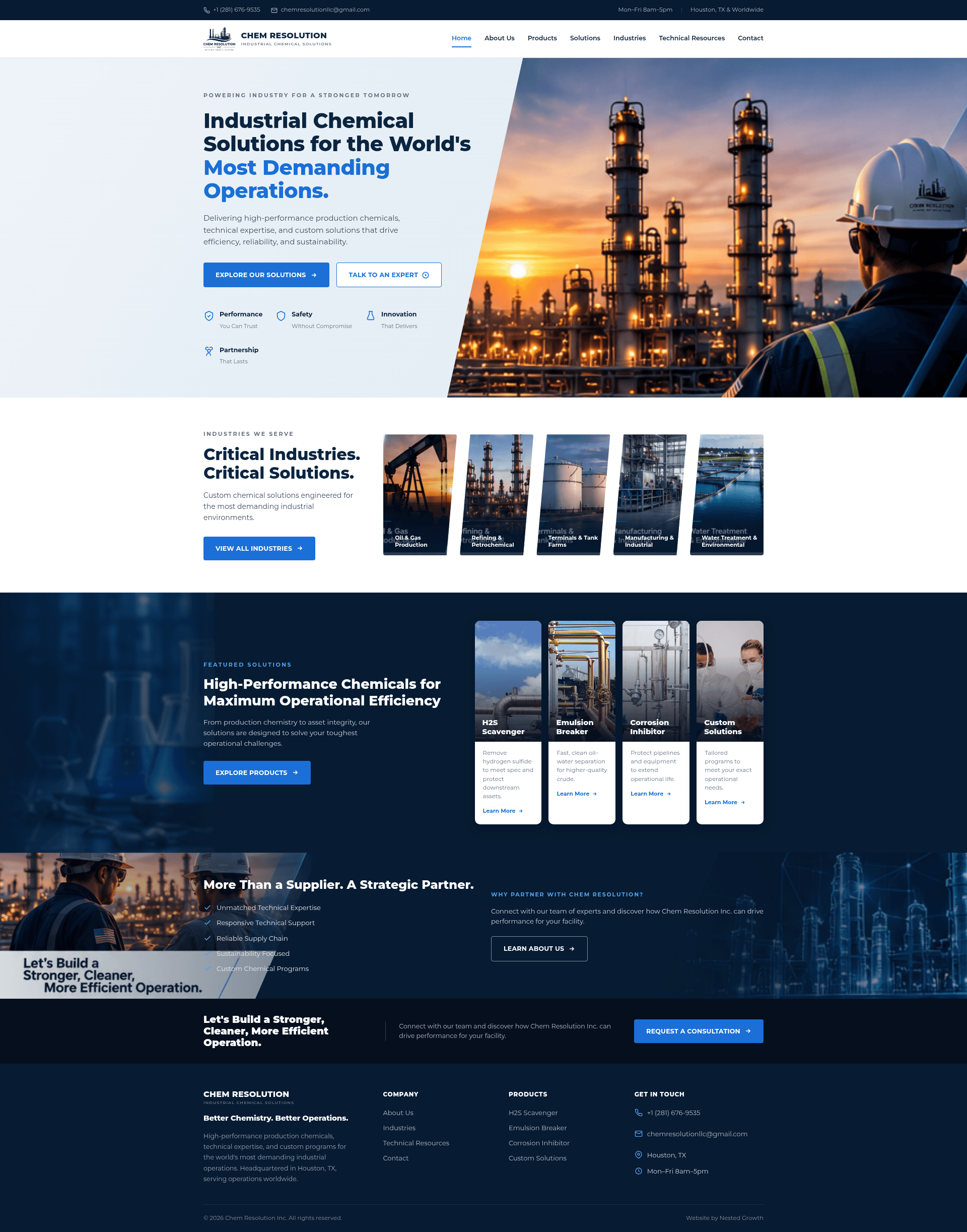 Chem Resolution's new seven page website built by Nested Growth