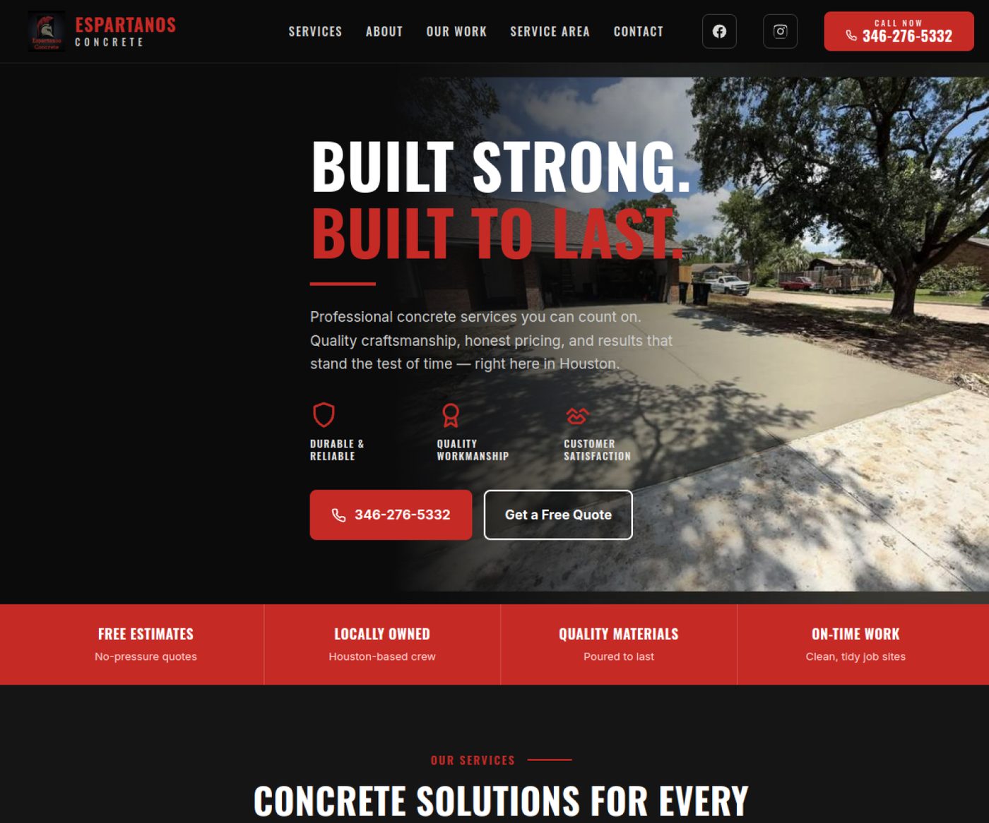 Espartanos Concrete, Houston concrete contractor website